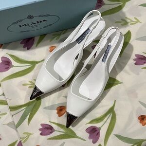 Prada Pointed-Toe Slingback High Heels